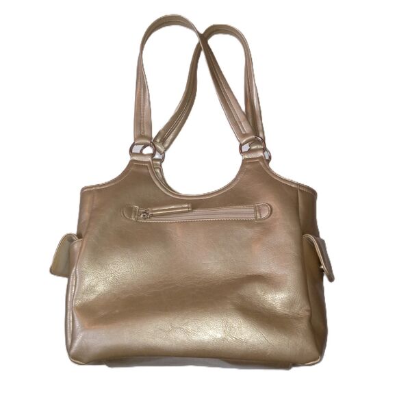 St. John's Bay Gold Metallic Medium Open Snap Closure Shoulder Bag Purse - Picture 1 of 9